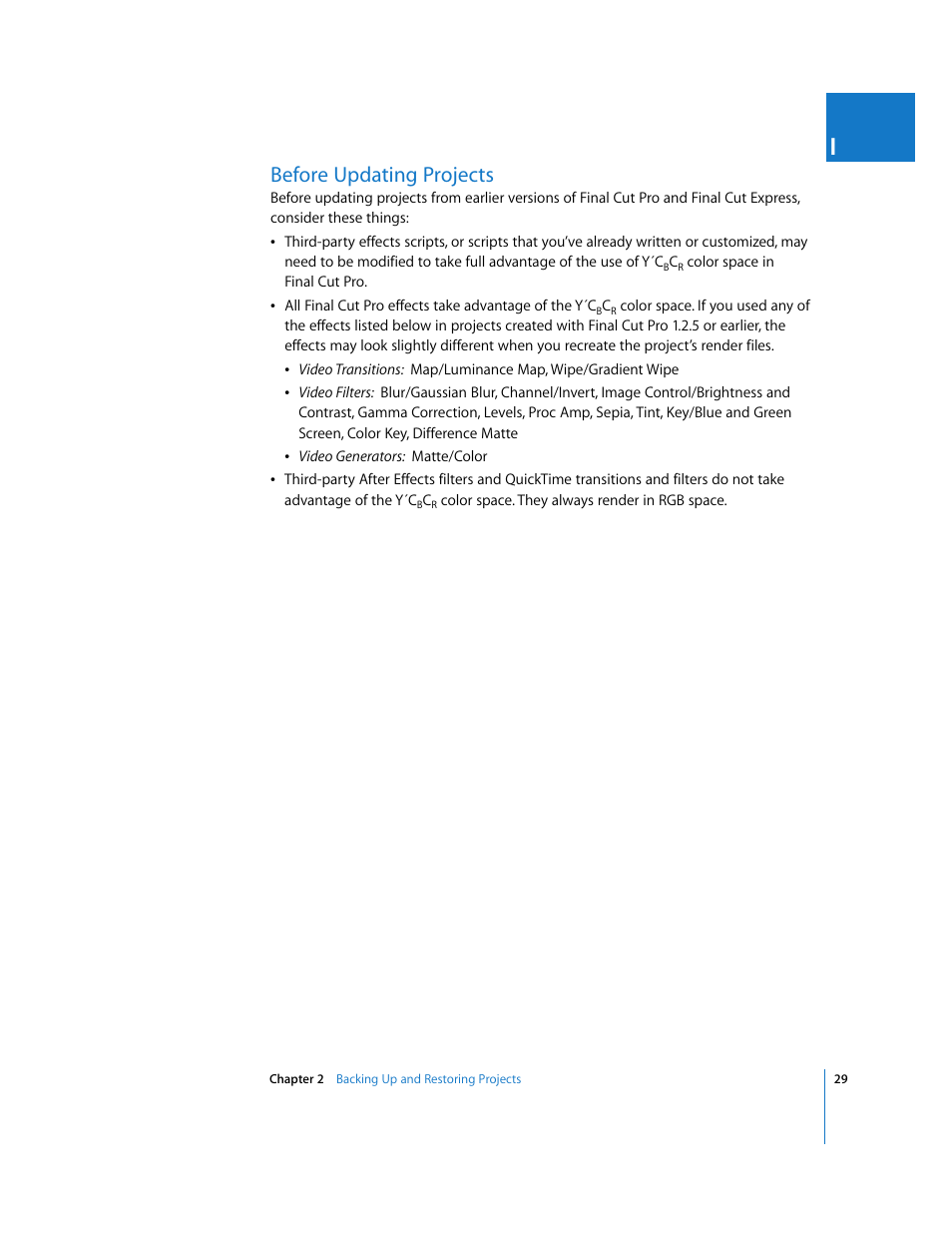 Before updating projects | Apple Final Cut Pro 6 User Manual | Page 1512 / 2033
