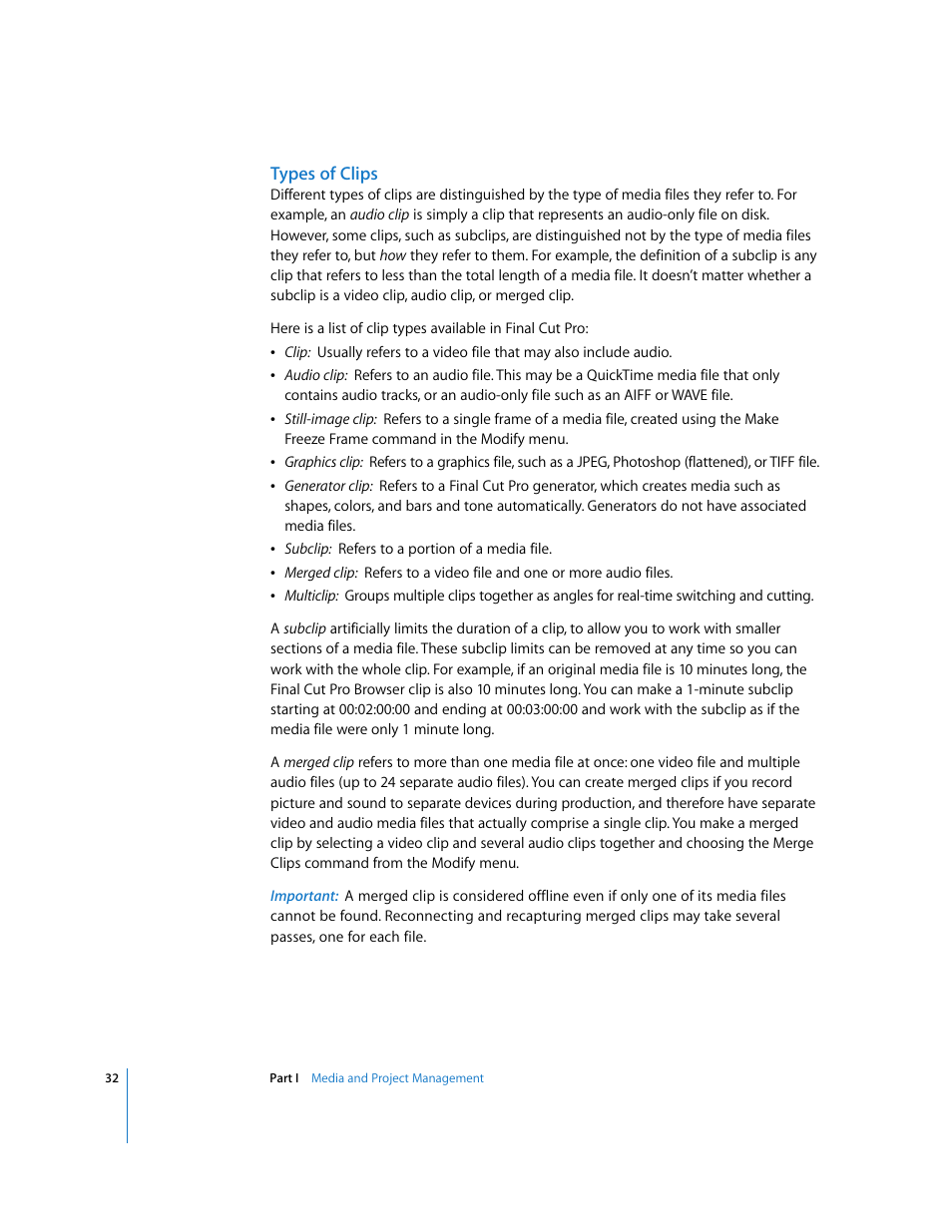 Types of clips | Apple Final Cut Pro 6 User Manual | Page 1515 / 2033