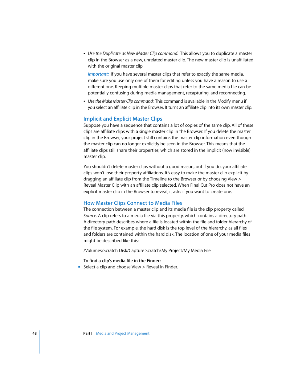Implicit and explicit master clips, How master clips connect to media files | Apple Final Cut Pro 6 User Manual | Page 1531 / 2033