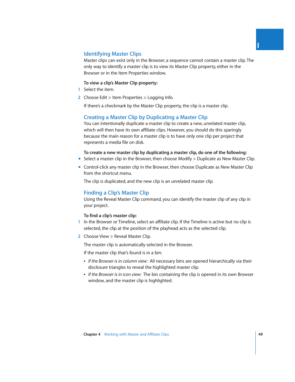 Identifying master clips, Finding a clip’s master clip | Apple Final Cut Pro 6 User Manual | Page 1532 / 2033