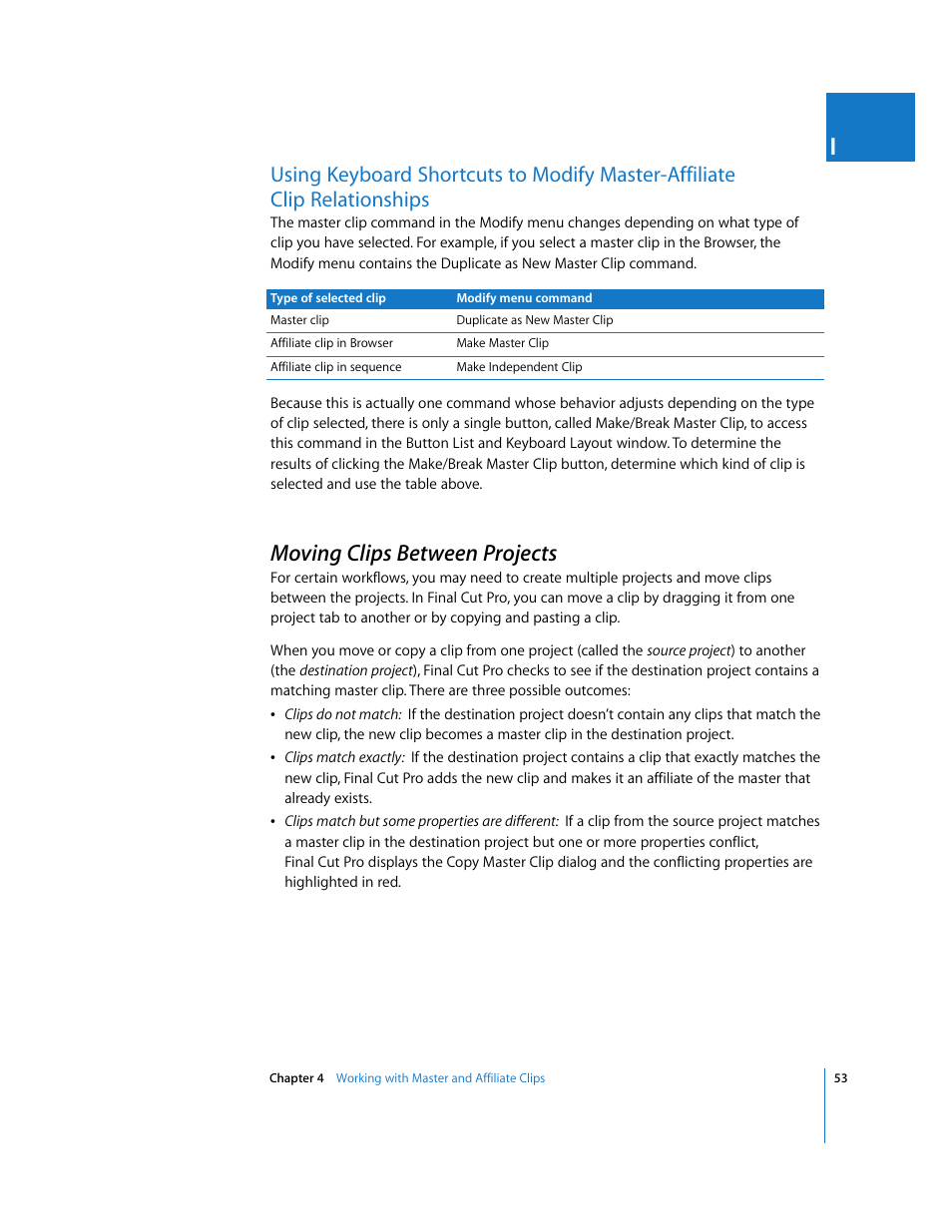 Moving clips between projects, P. 53) | Apple Final Cut Pro 6 User Manual | Page 1536 / 2033