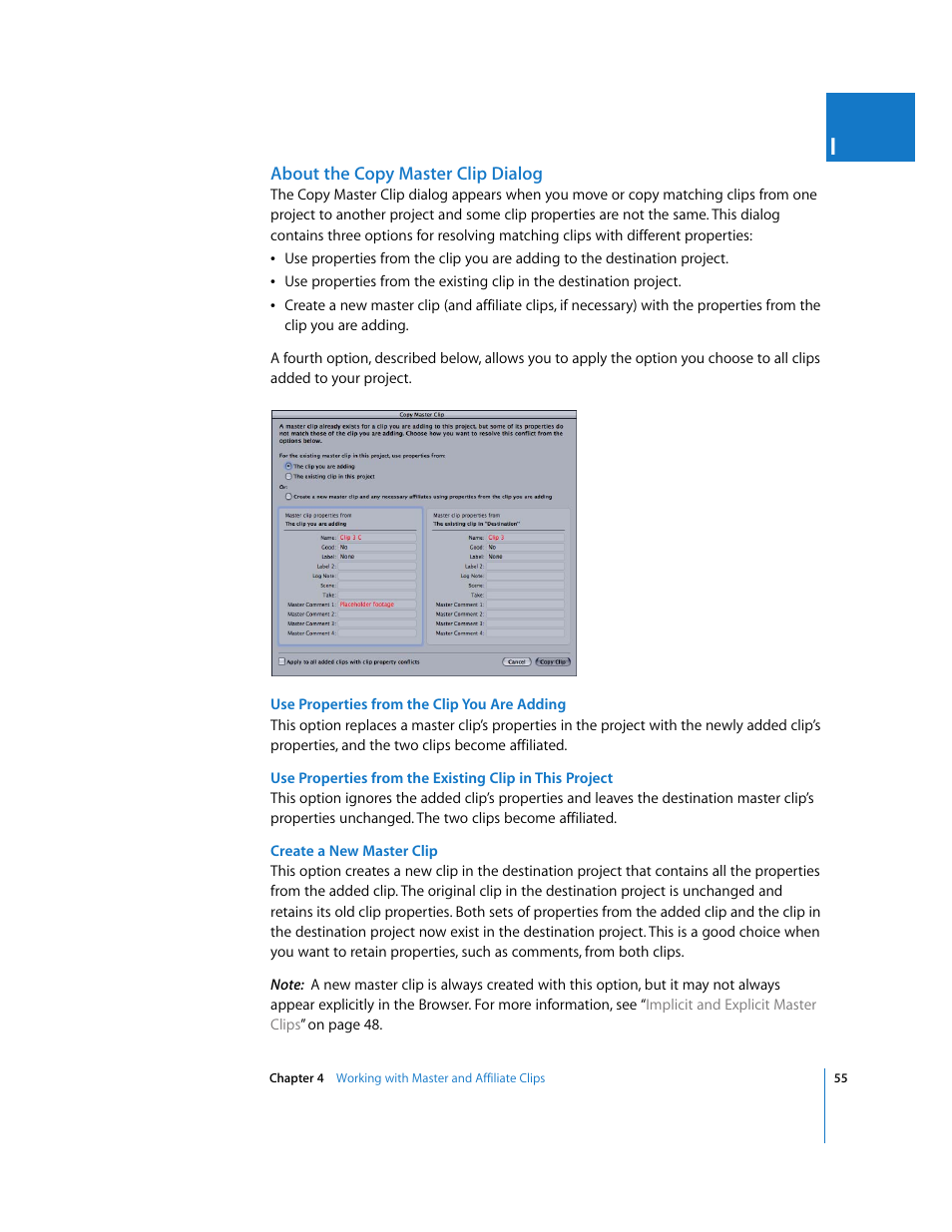 About the copy master clip dialog | Apple Final Cut Pro 6 User Manual | Page 1538 / 2033