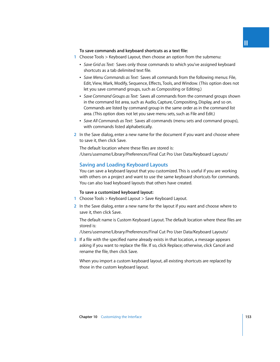 Saving and loading keyboard layouts | Apple Final Cut Pro 6 User Manual | Page 154 / 2033