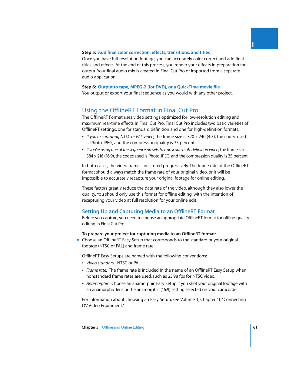 Using the offlinert format in finalcutpro, Using the offlinert format in final cut pro, P. 61) | Apple Final Cut Pro 6 User Manual | Page 1544 / 2033