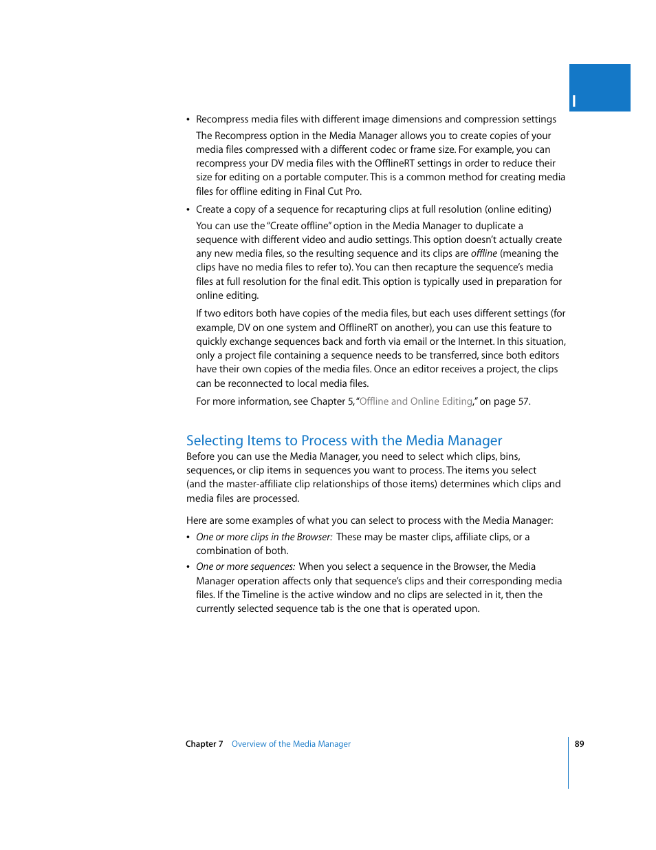 Selecting items to process with the media manager, P. 89) | Apple Final Cut Pro 6 User Manual | Page 1572 / 2033
