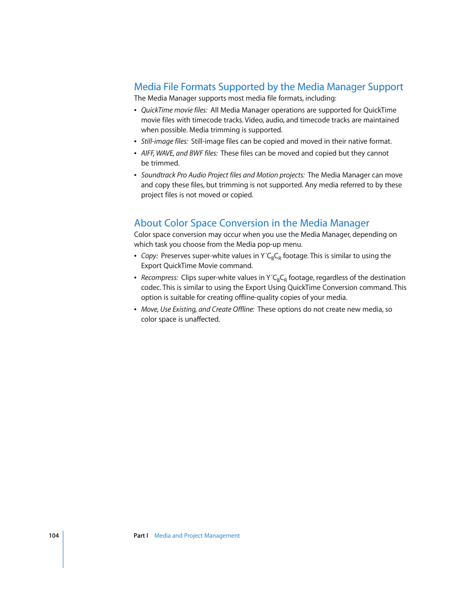 About color space conversion in the media manager, P. 104) | Apple Final Cut Pro 6 User Manual | Page 1587 / 2033