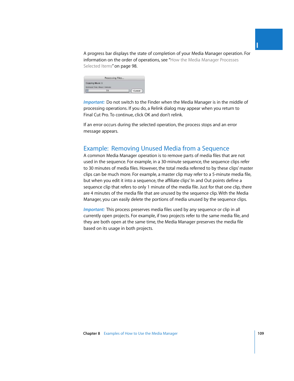 Example:removing unused media from a sequence, Example: removing unused media from a sequence, P. 109) | Apple Final Cut Pro 6 User Manual | Page 1592 / 2033