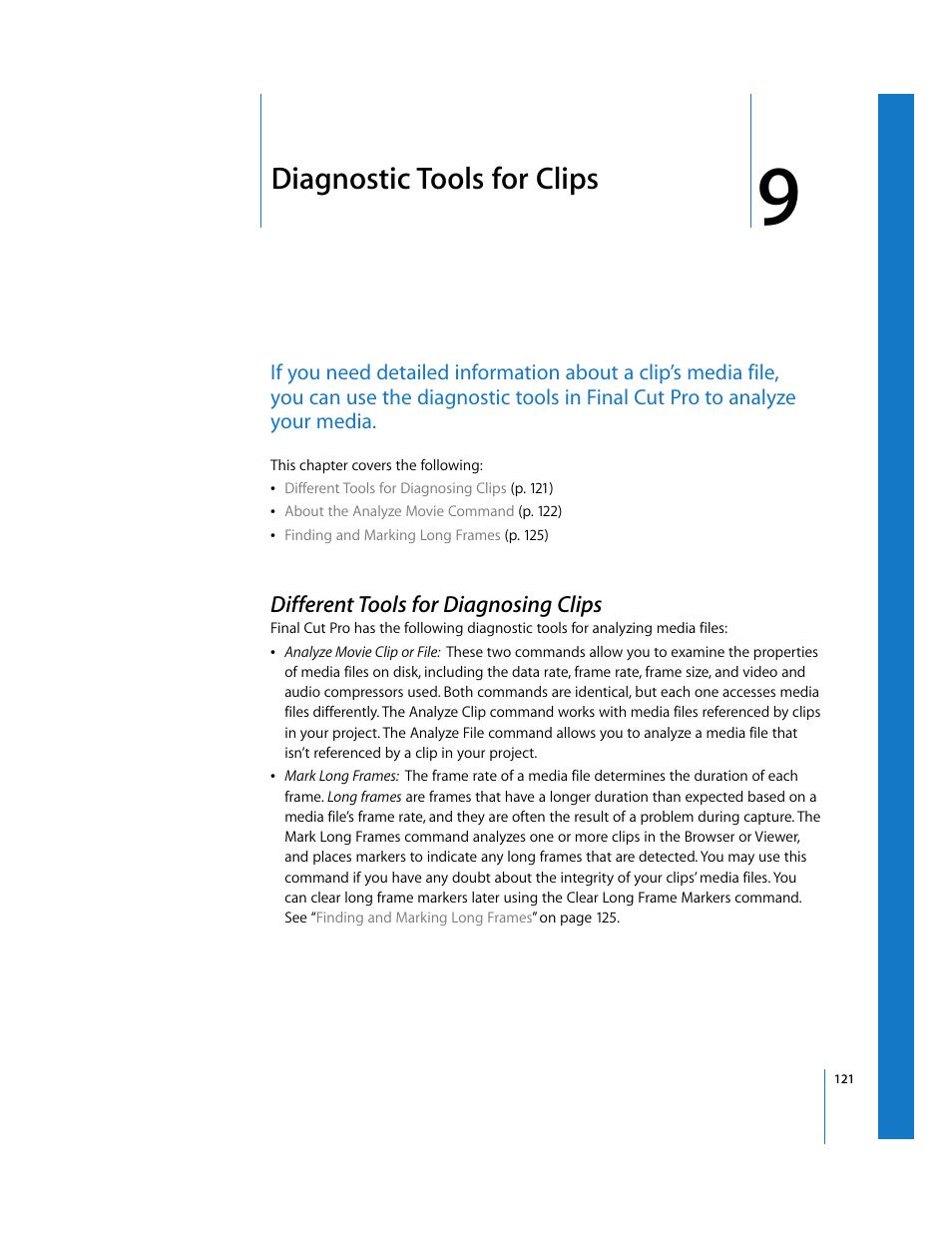 Diagnostic tools for clips, Different tools for diagnosing clips, Chapter 9 | Apple Final Cut Pro 6 User Manual | Page 1604 / 2033