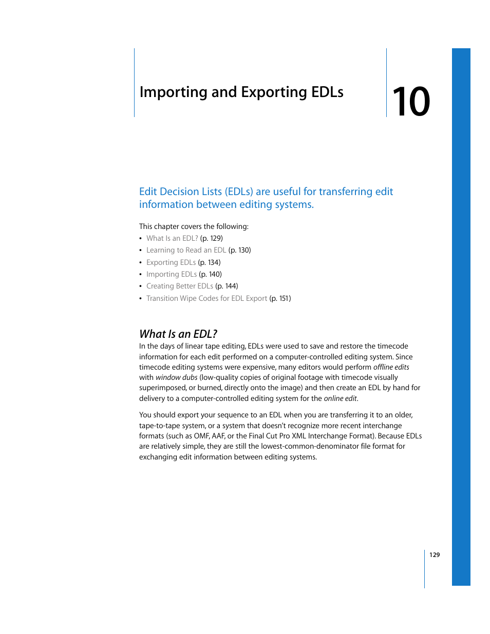 Importing and exporting edls, What is an edl, Chapter 10 | Apple Final Cut Pro 6 User Manual | Page 1612 / 2033