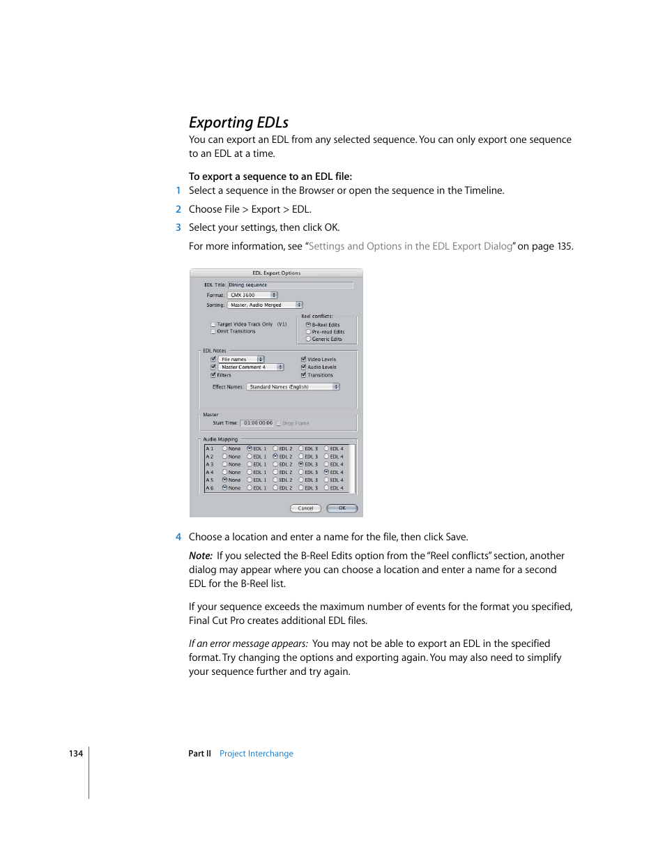 Exporting edls, P. 134) | Apple Final Cut Pro 6 User Manual | Page 1617 / 2033