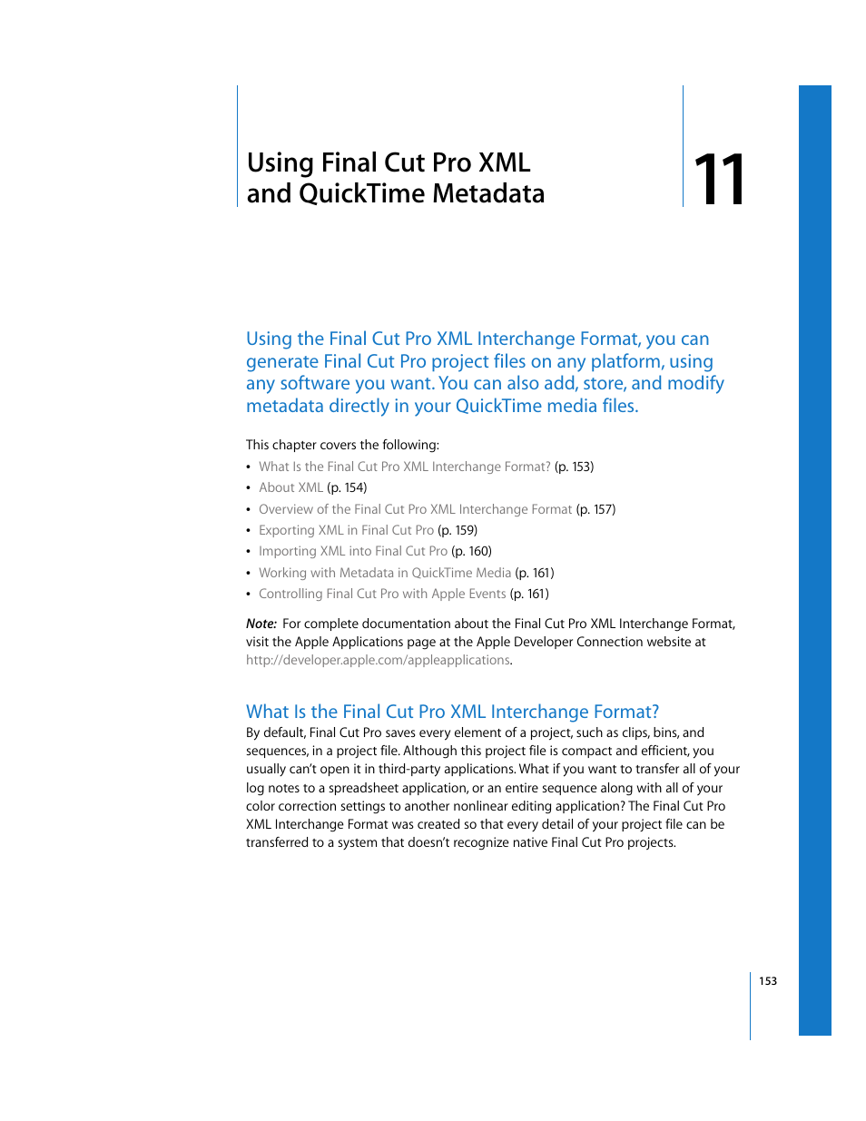 Using finalcutpro xml andquicktime metadata, What is the finalcutpro xml interchange format, Chapter 11 | Using final cut pro xml and quicktime metadata, What is the final cut pro xml interchange format | Apple Final Cut Pro 6 User Manual | Page 1636 / 2033