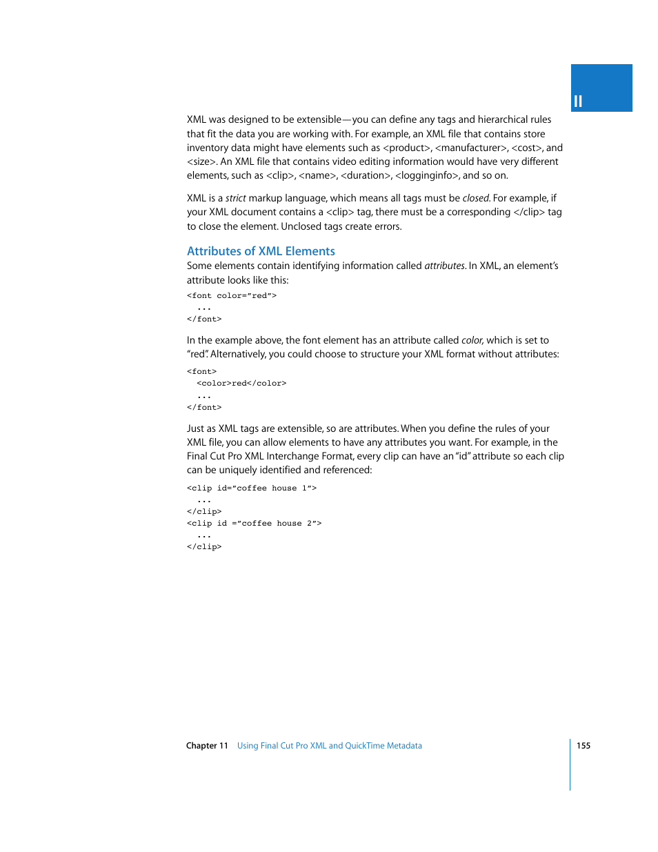 Attributes of xml elements | Apple Final Cut Pro 6 User Manual | Page 1638 / 2033