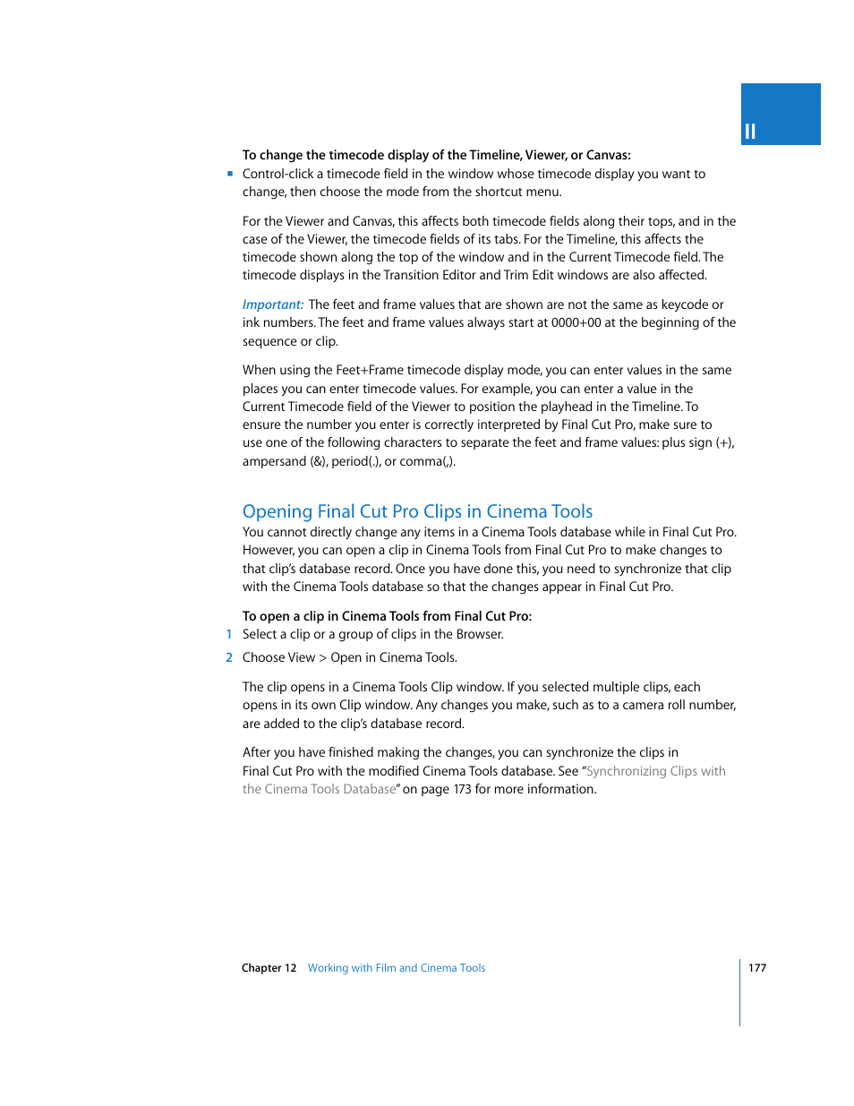 Opening finalcutpro clips in cinematools, Opening final cut pro clips in cinema tools | Apple Final Cut Pro 6 User Manual | Page 1660 / 2033