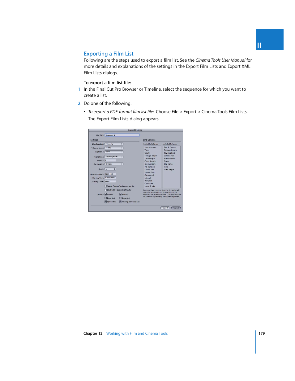 Exporting a film list | Apple Final Cut Pro 6 User Manual | Page 1662 / 2033