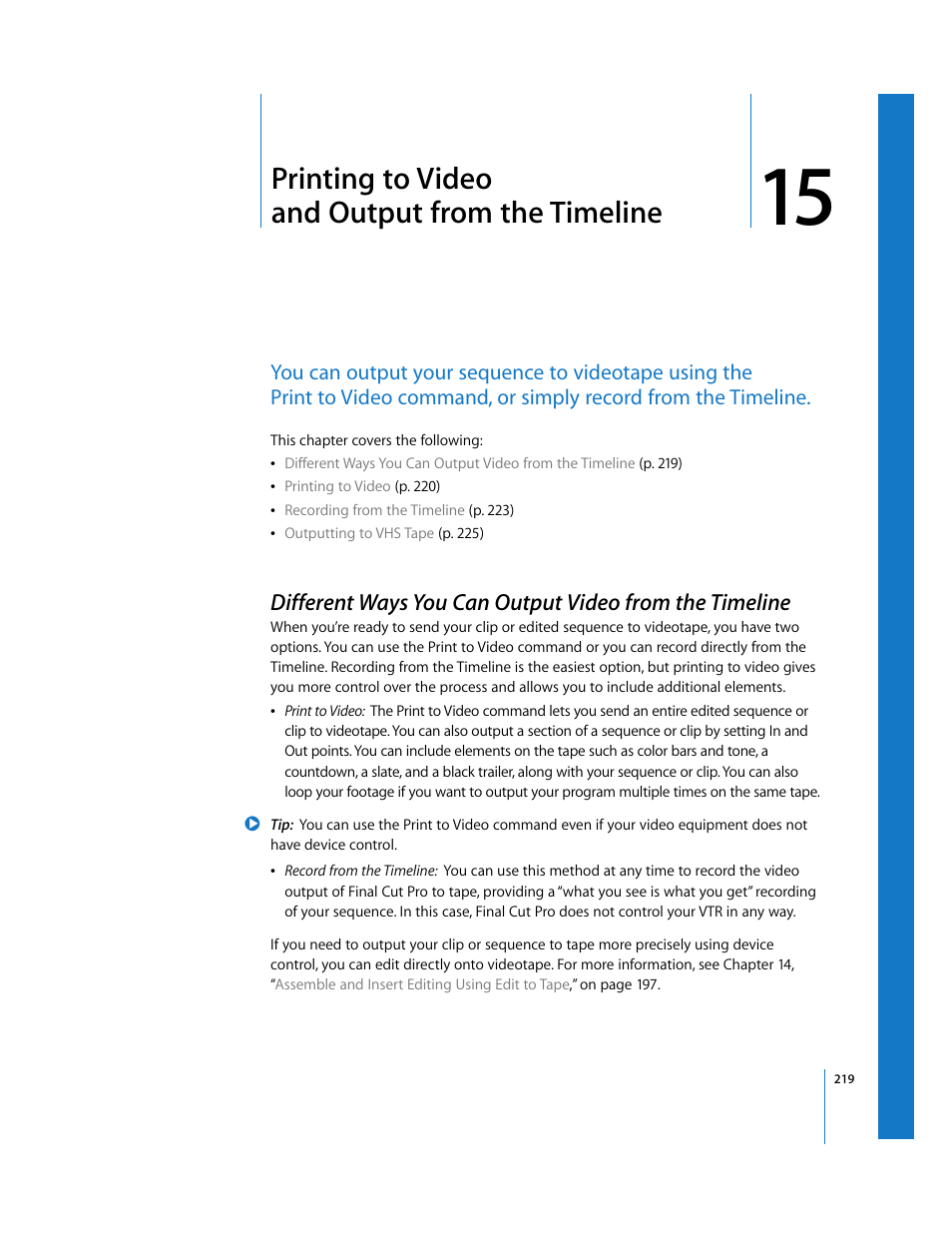 Printing to video andoutputfrom the timeline, Chapter 15, Printing to video and output from the timeline | Apple Final Cut Pro 6 User Manual | Page 1702 / 2033