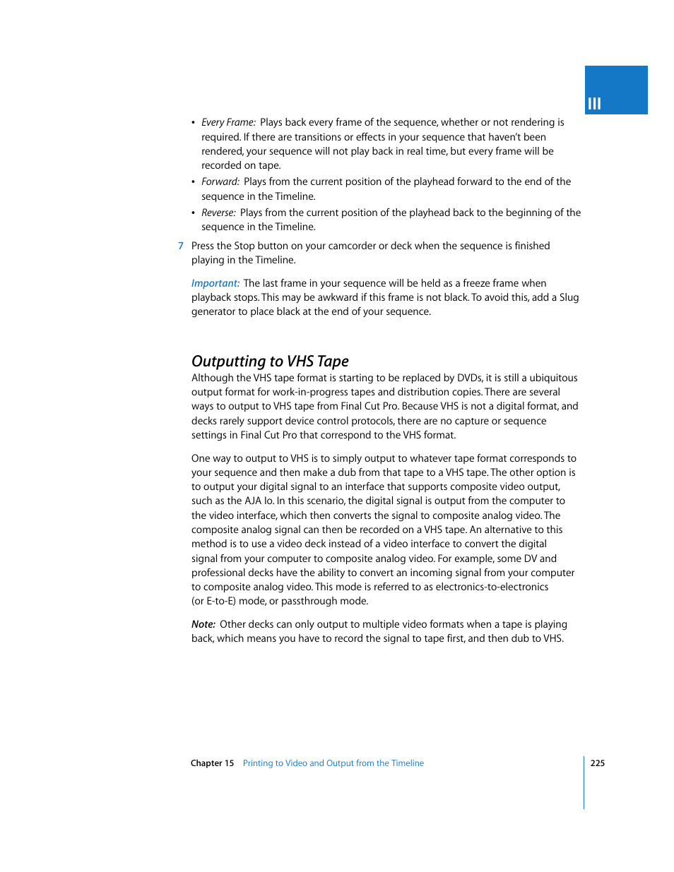 Outputting to vhs tape, P. 225) | Apple Final Cut Pro 6 User Manual | Page 1708 / 2033
