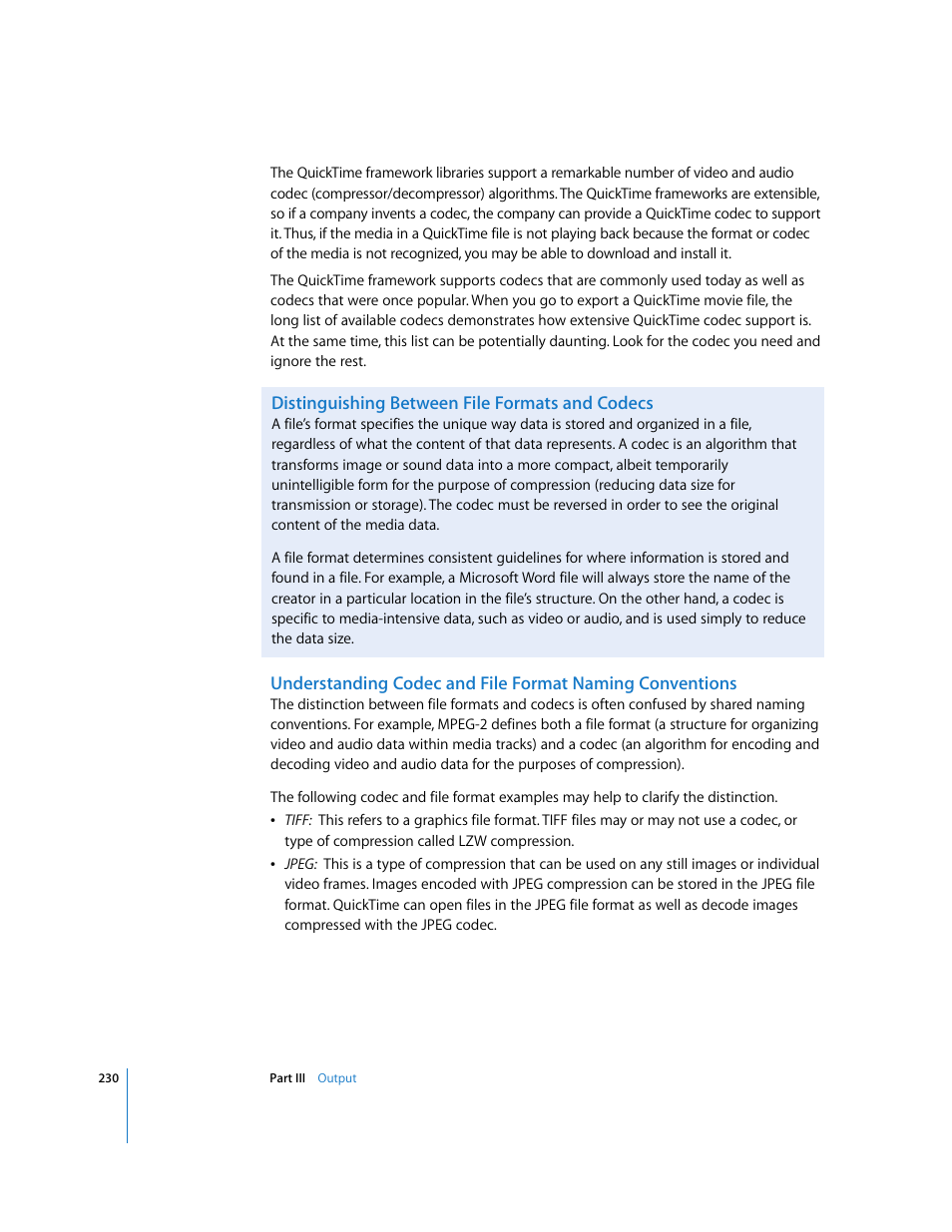 Distinguishing between file formats and codecs | Apple Final Cut Pro 6 User Manual | Page 1713 / 2033