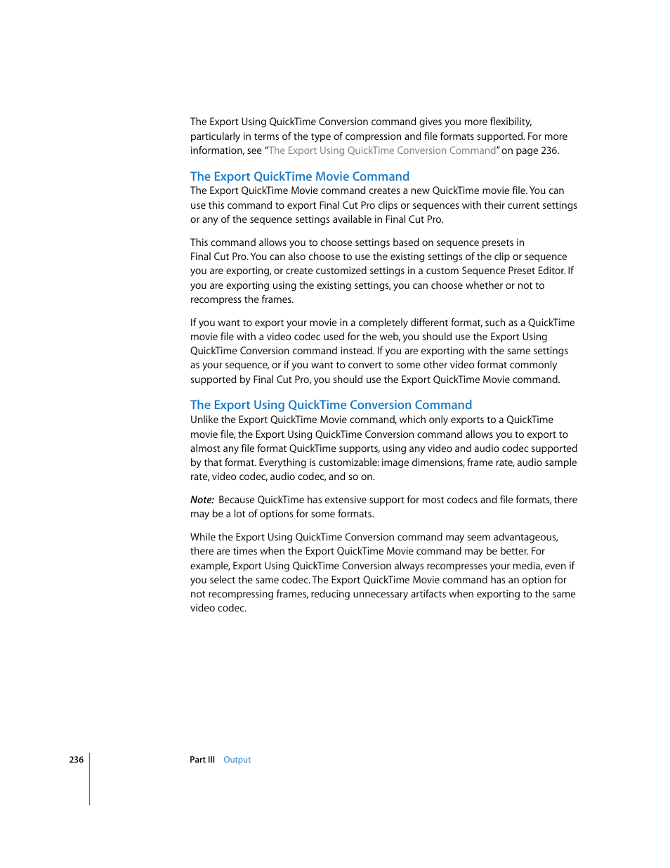 The export quicktime movie command, The export using quicktime conversion command | Apple Final Cut Pro 6 User Manual | Page 1719 / 2033