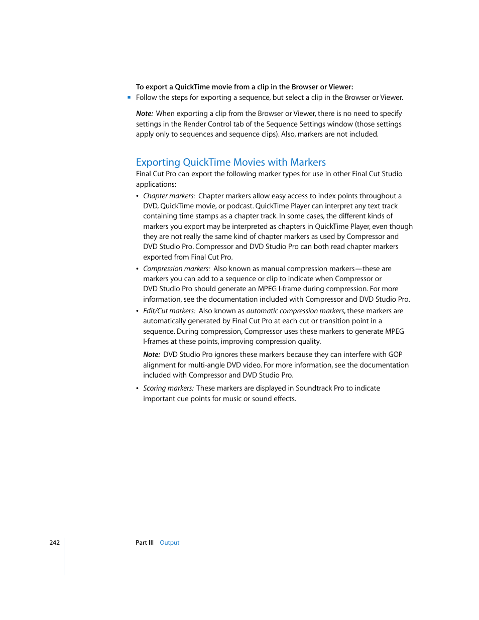 Exporting quicktime movies with markers, P. 242) | Apple Final Cut Pro 6 User Manual | Page 1725 / 2033