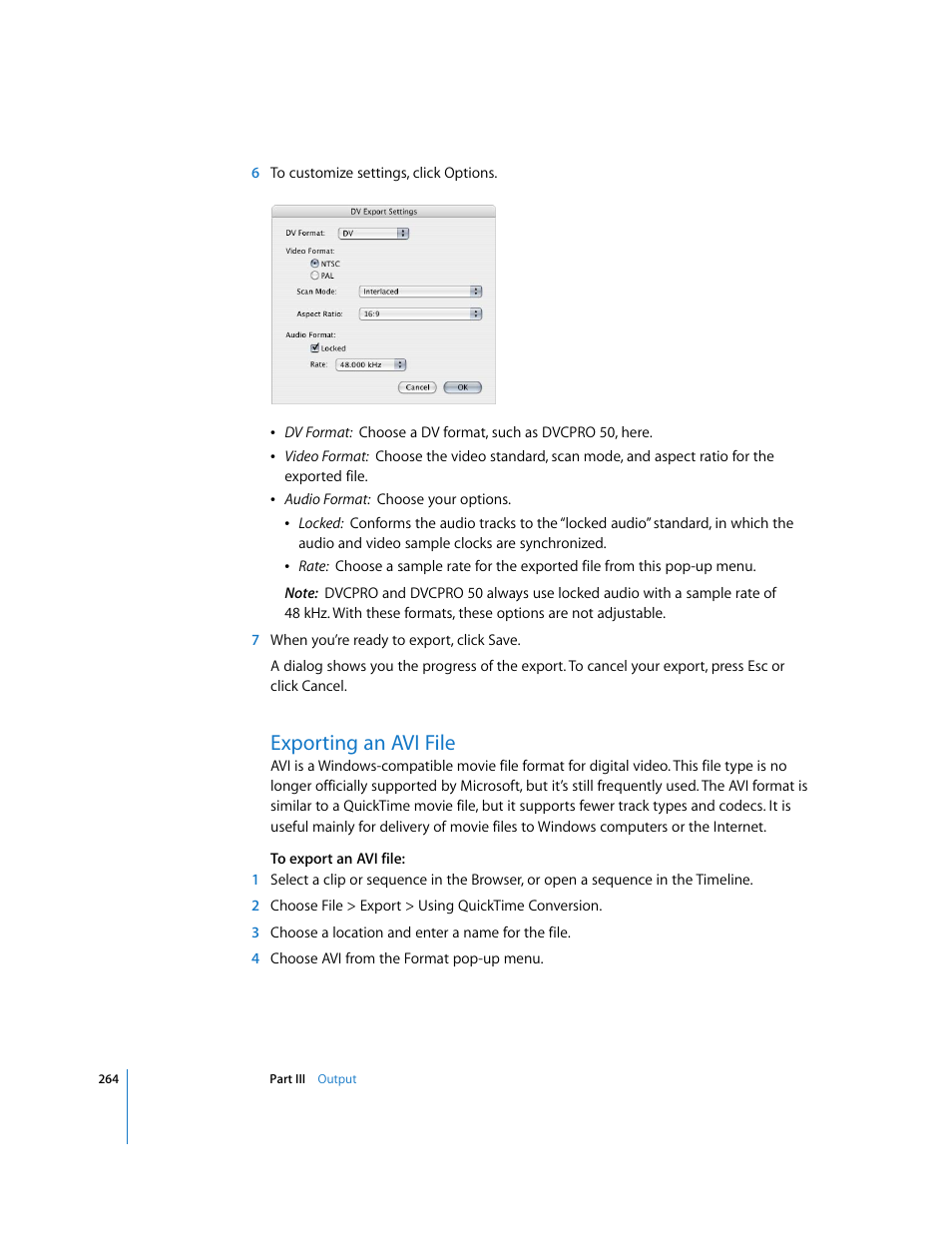 Exporting an avi file, P. 264) | Apple Final Cut Pro 6 User Manual | Page 1747 / 2033