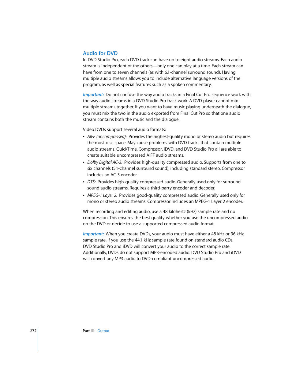 Audio for dvd | Apple Final Cut Pro 6 User Manual | Page 1755 / 2033