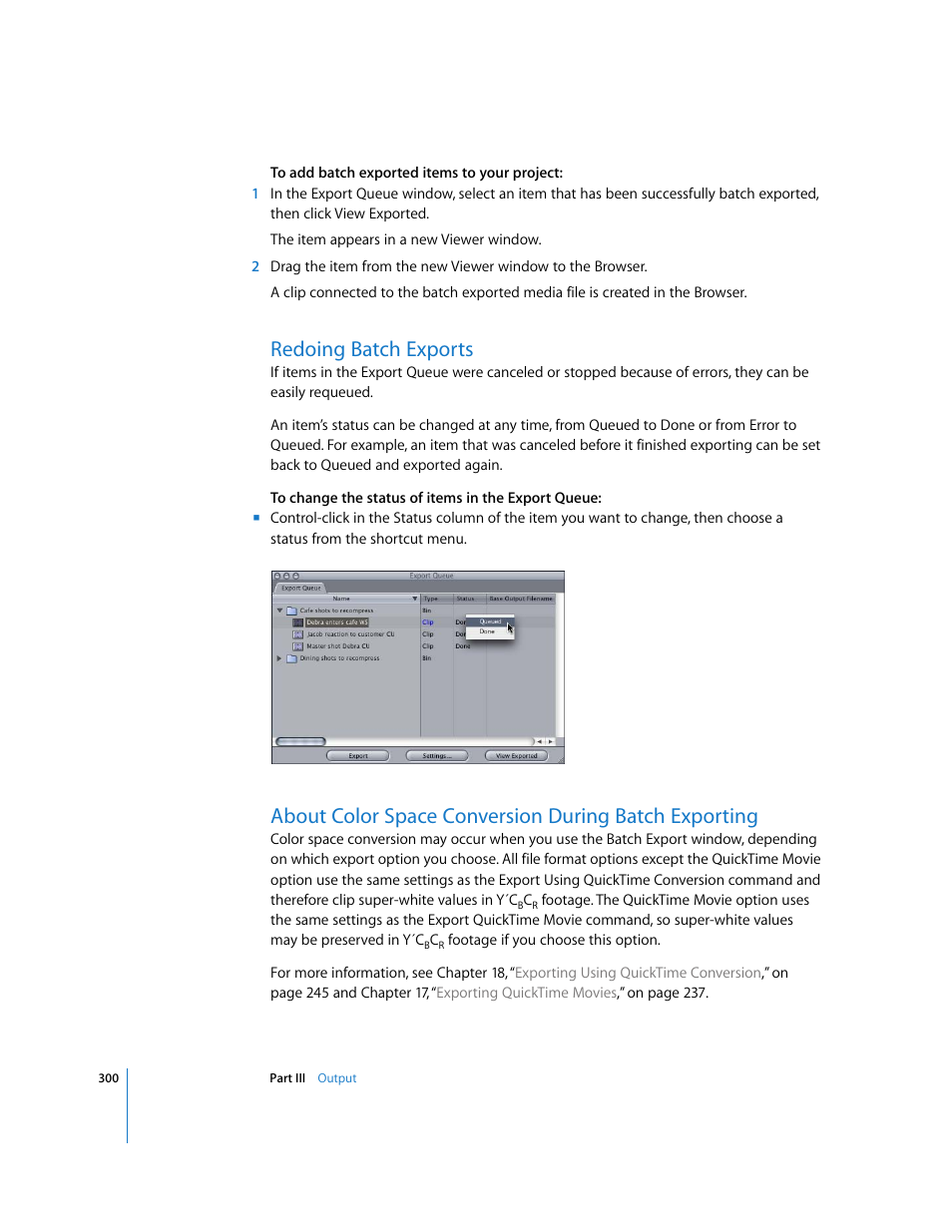 Redoing batch exports, P. 300) | Apple Final Cut Pro 6 User Manual | Page 1783 / 2033
