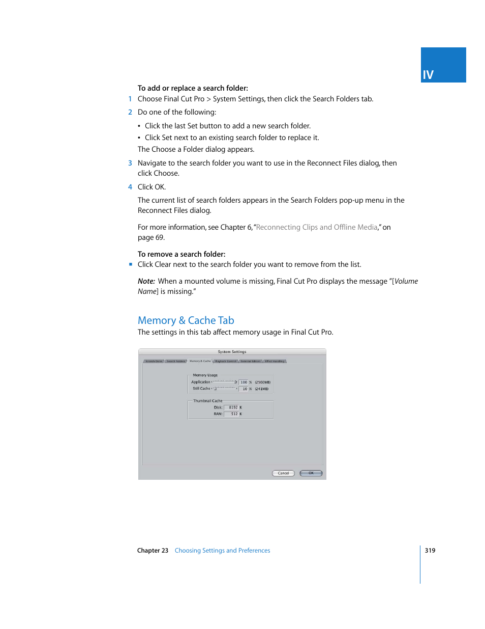 Memory & cache tab | Apple Final Cut Pro 6 User Manual | Page 1802 / 2033