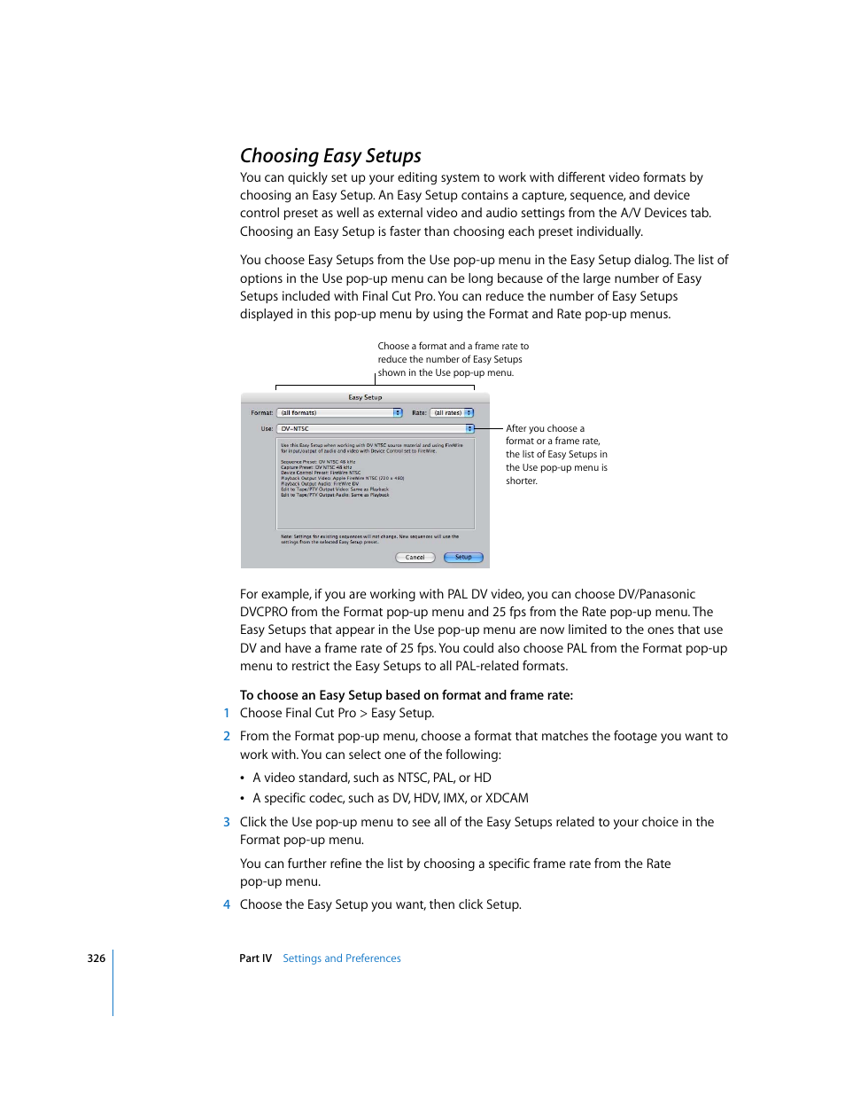 Choosing easy setups, P. 326) | Apple Final Cut Pro 6 User Manual | Page 1809 / 2033