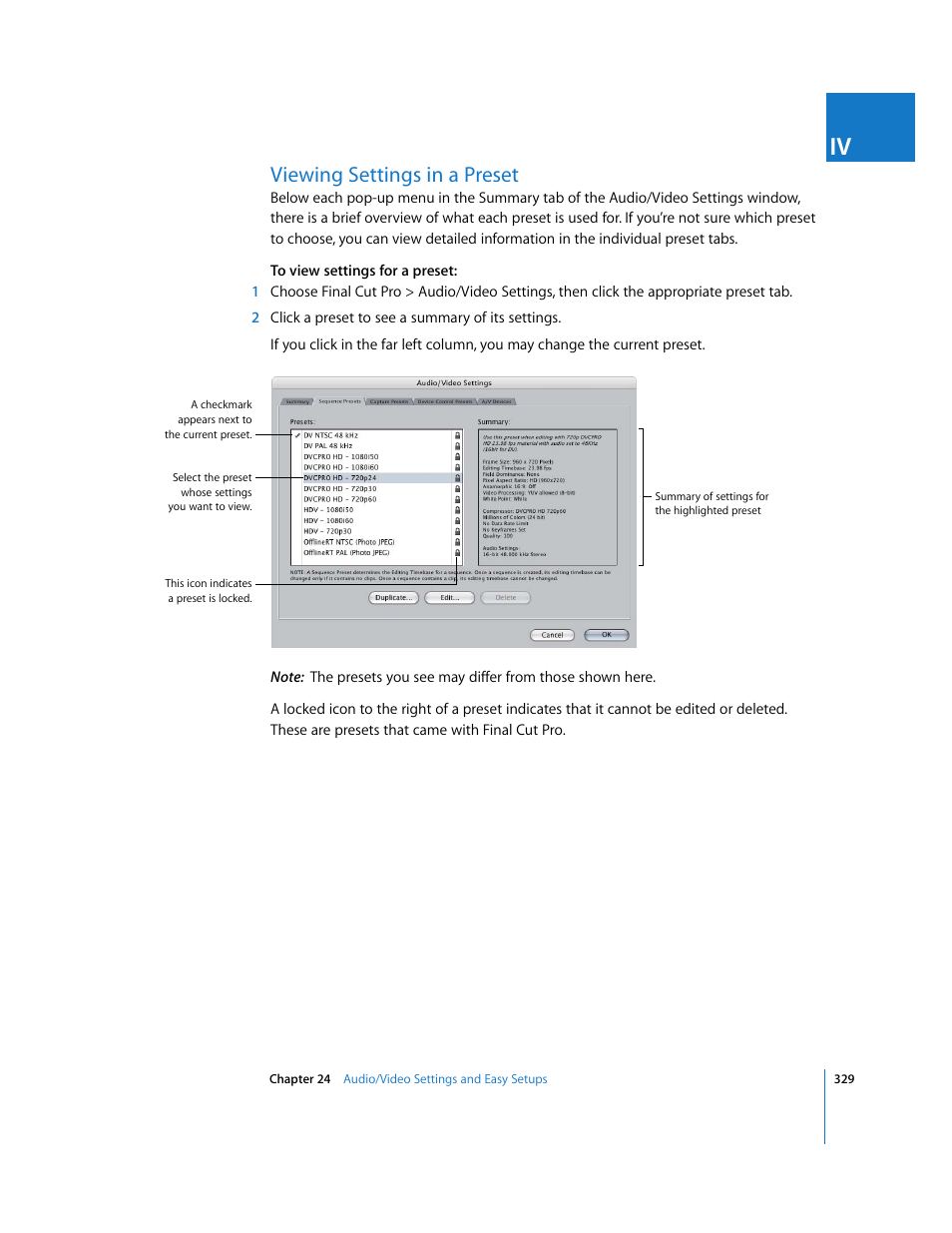 Viewing settings in a preset | Apple Final Cut Pro 6 User Manual | Page 1812 / 2033