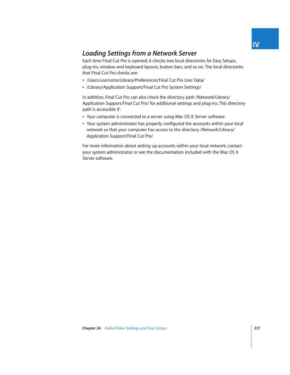 Loading settings from a network server, P. 337) | Apple Final Cut Pro 6 User Manual | Page 1820 / 2033