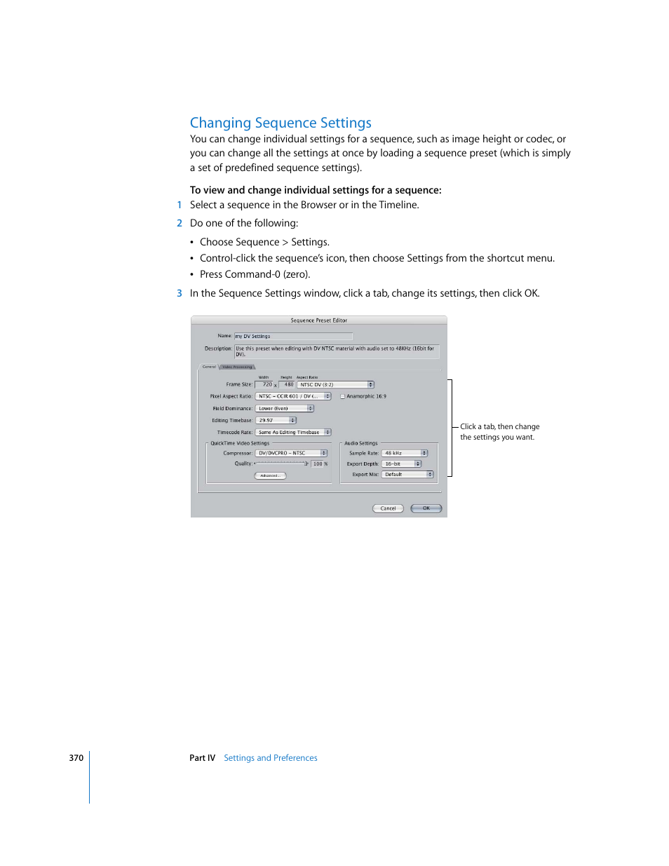 Changing sequence settings, P. 370) | Apple Final Cut Pro 6 User Manual | Page 1853 / 2033