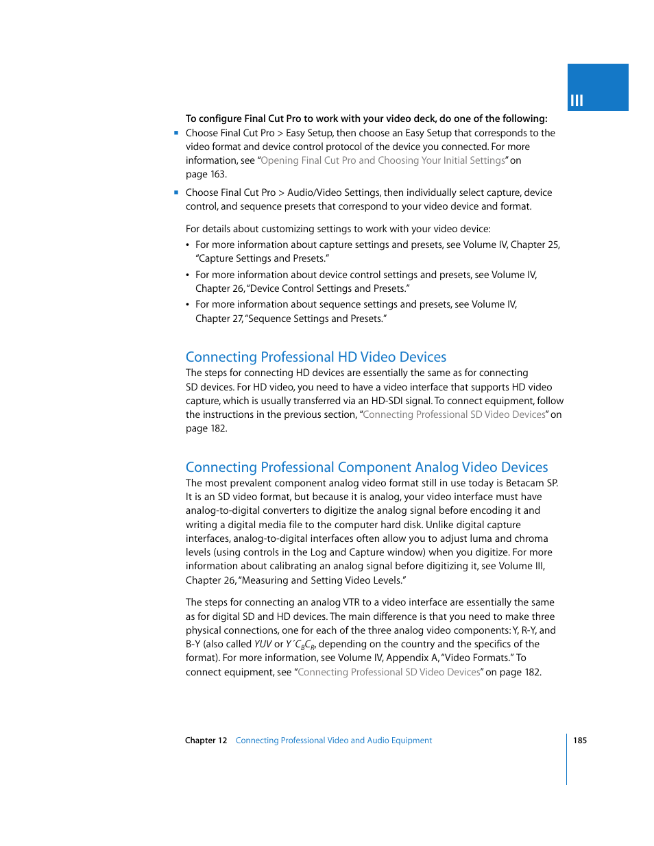 Connecting professional hd video devices | Apple Final Cut Pro 6 User Manual | Page 186 / 2033