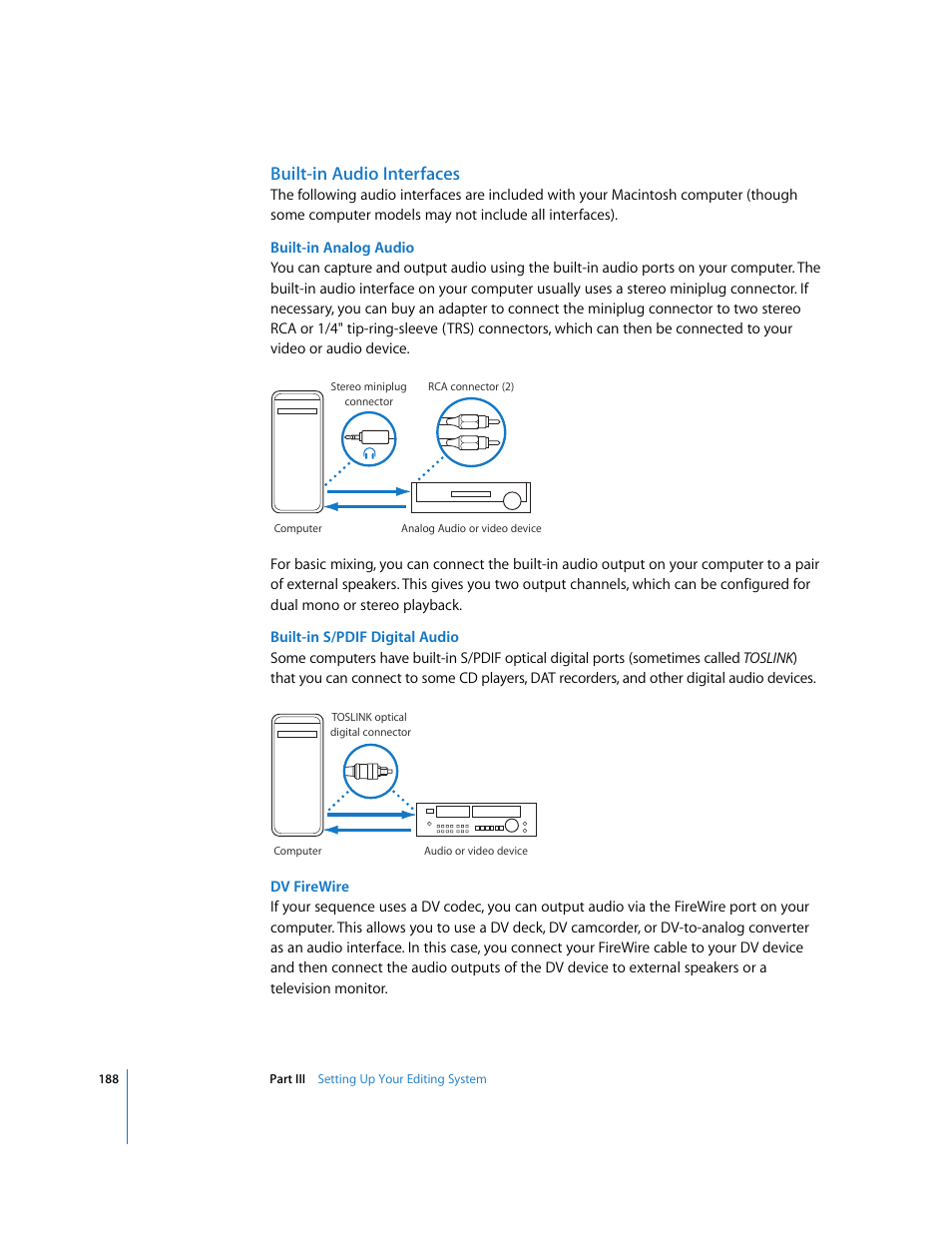Built-in audio interfaces | Apple Final Cut Pro 6 User Manual | Page 189 / 2033
