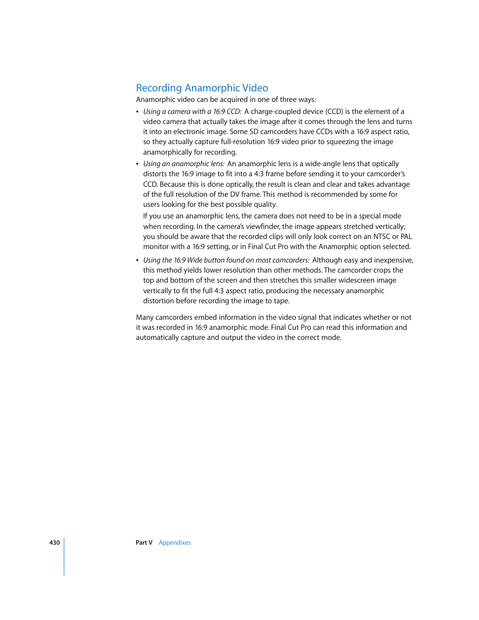 Recording anamorphic video, P. 430) | Apple Final Cut Pro 6 User Manual | Page 1913 / 2033