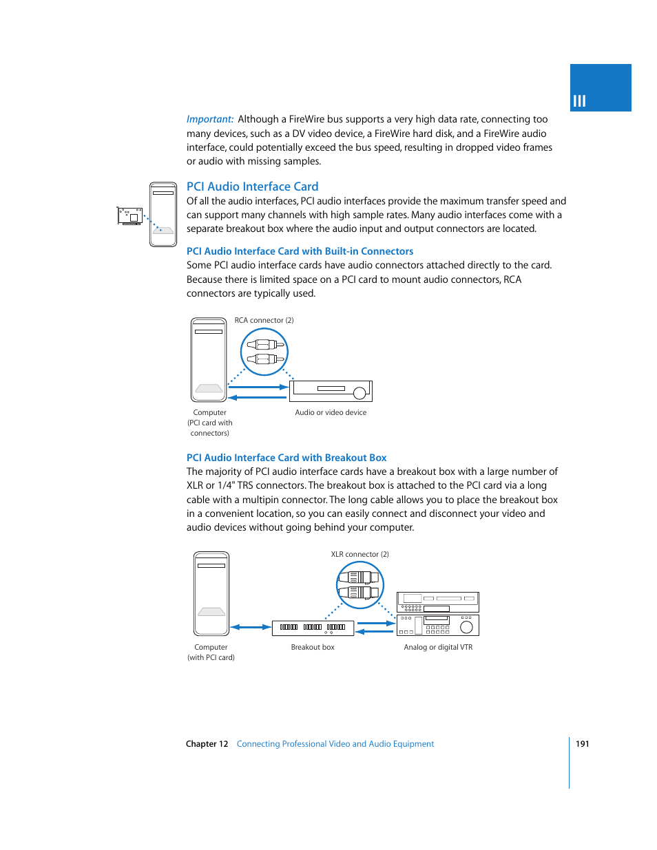 Pci audio interface card | Apple Final Cut Pro 6 User Manual | Page 192 / 2033