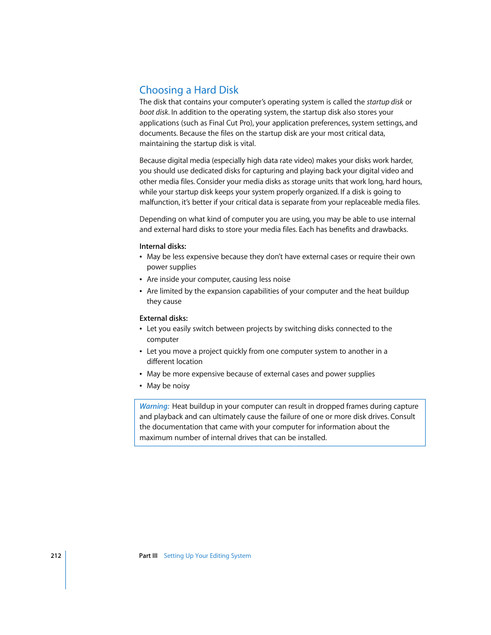 Choosing a hard disk, P. 212) | Apple Final Cut Pro 6 User Manual | Page 213 / 2033