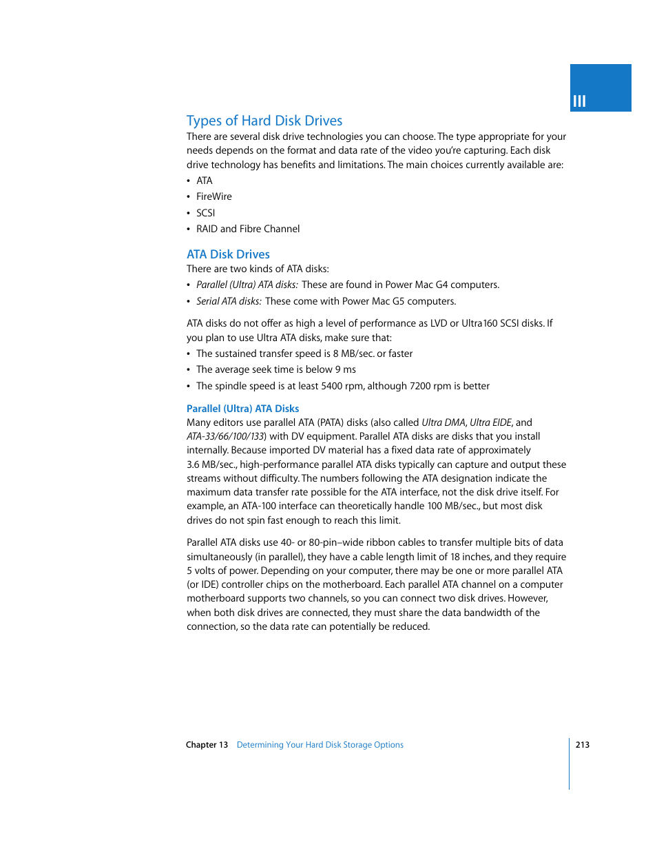 Types of hard disk drives, Ata disk drives, P. 213) | Apple Final Cut Pro 6 User Manual | Page 214 / 2033