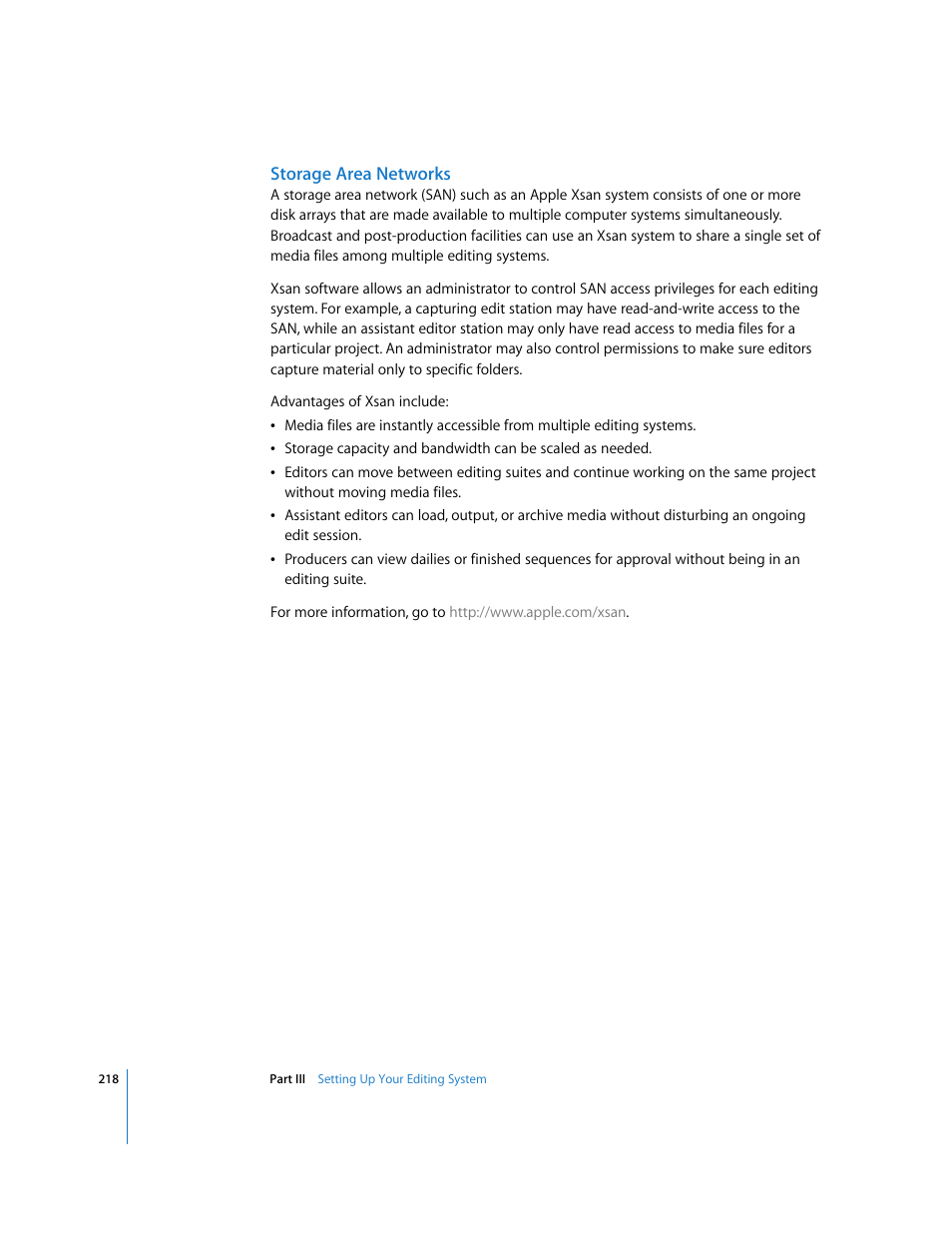 Storage area networks | Apple Final Cut Pro 6 User Manual | Page 219 / 2033