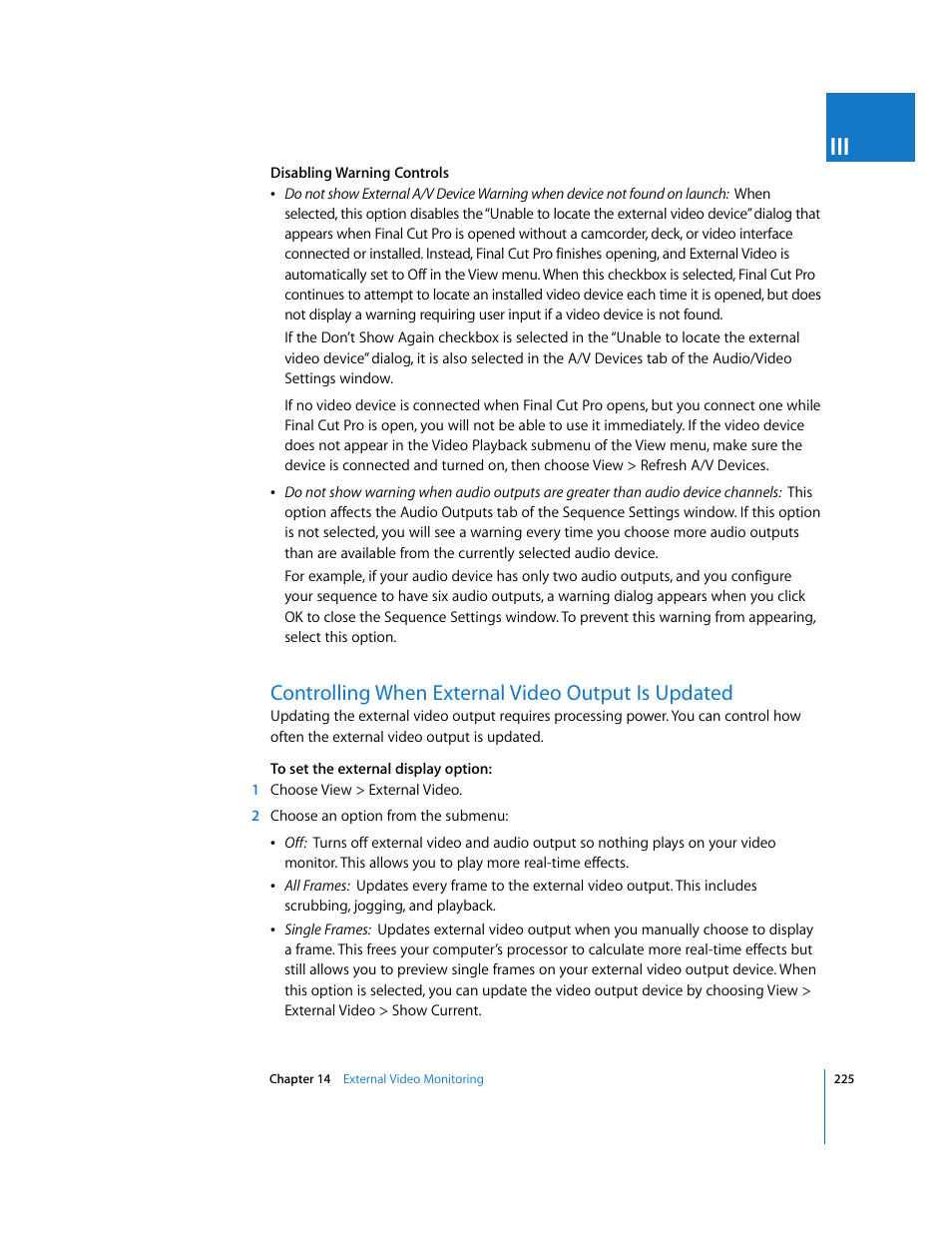 Controlling when external video output is updated | Apple Final Cut Pro 6 User Manual | Page 226 / 2033