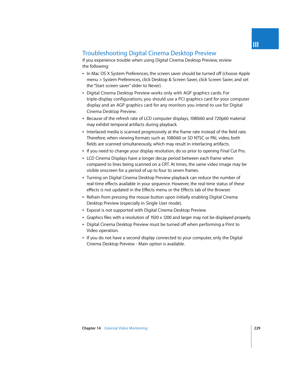 Troubleshooting digital cinema desktop preview | Apple Final Cut Pro 6 User Manual | Page 230 / 2033