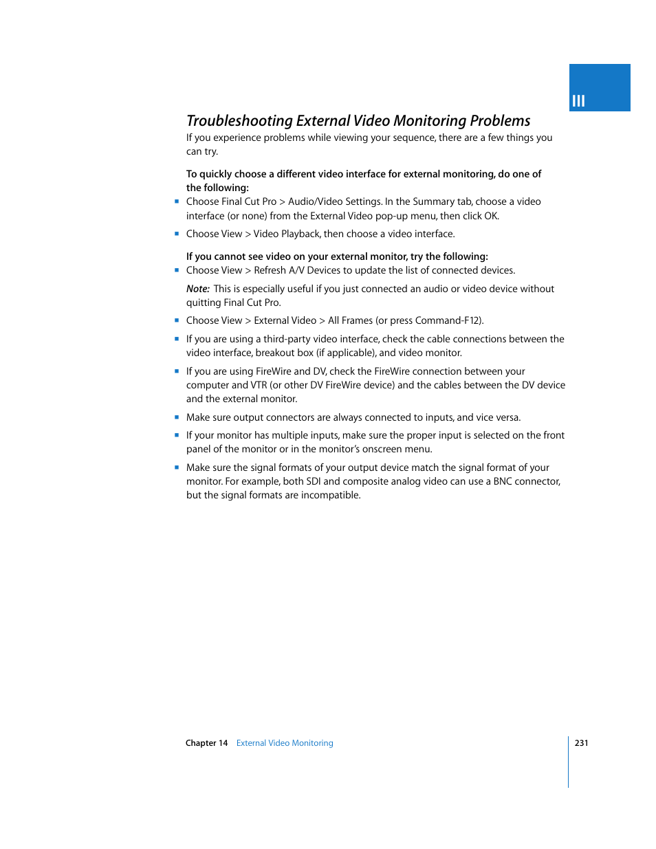 Troubleshooting external video monitoring problems, P. 231) | Apple Final Cut Pro 6 User Manual | Page 232 / 2033