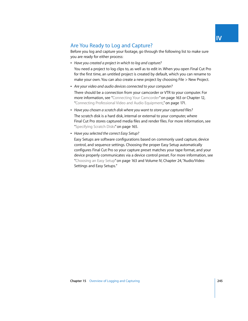 Are you ready to log and capture, P. 245) | Apple Final Cut Pro 6 User Manual | Page 246 / 2033