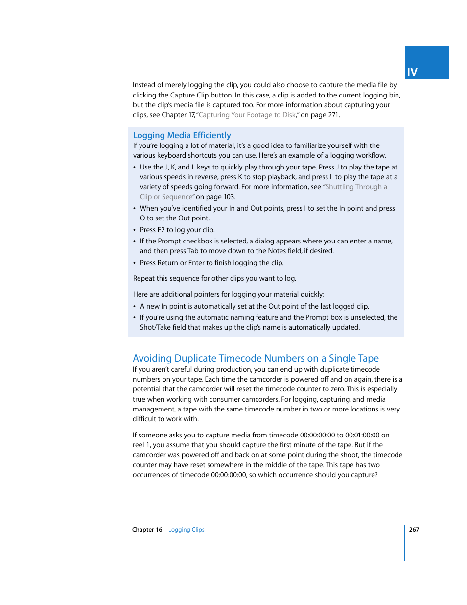 Logging media efficiently, P. 267) | Apple Final Cut Pro 6 User Manual | Page 268 / 2033