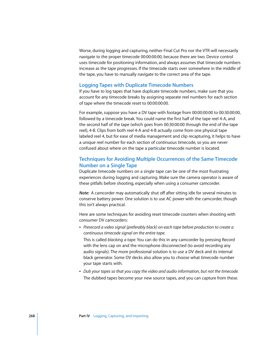 Logging tapes with duplicate timecode numbers | Apple Final Cut Pro 6 User Manual | Page 269 / 2033