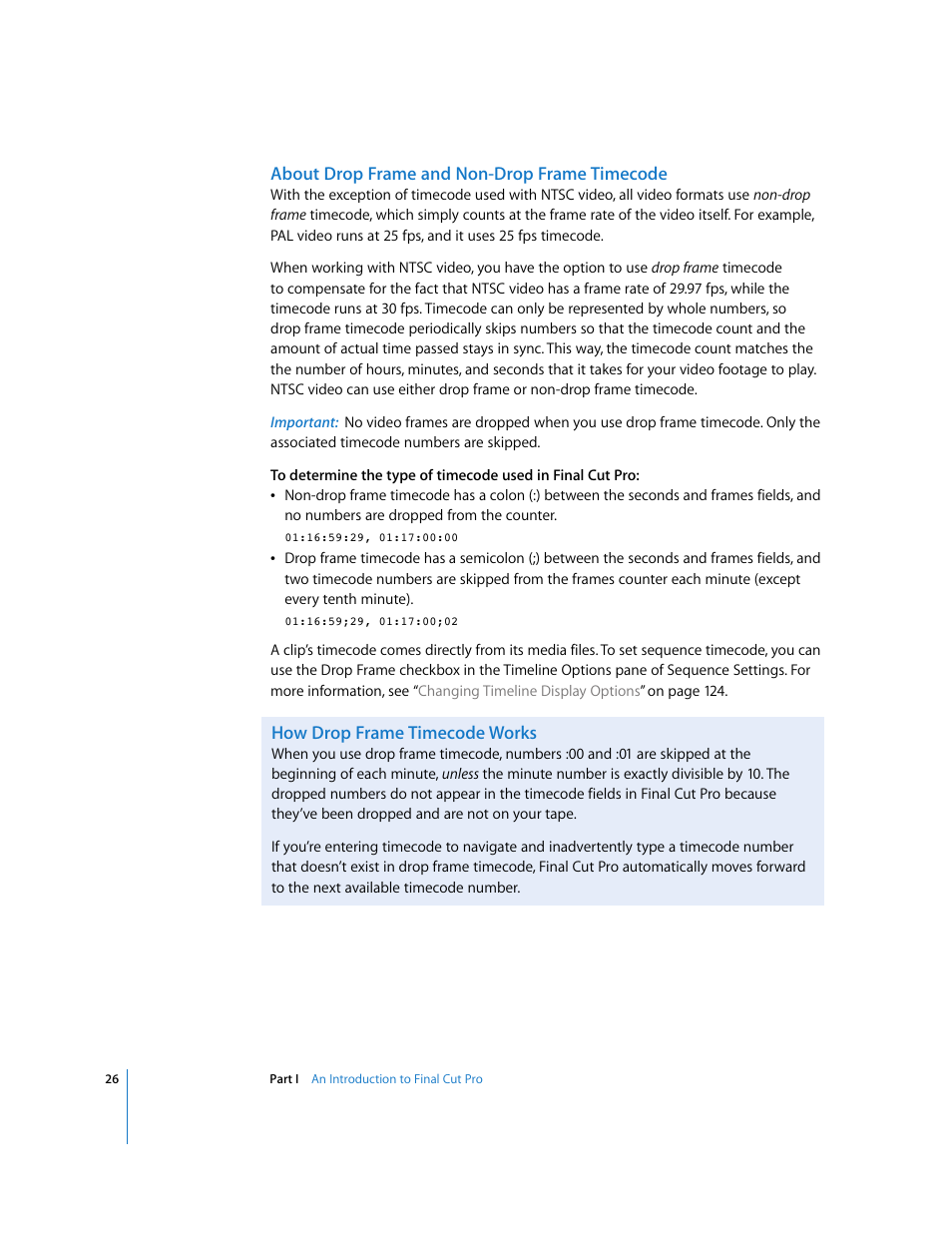 About drop frame and non-drop frame timecode, How drop frame timecode works | Apple Final Cut Pro 6 User Manual | Page 27 / 2033