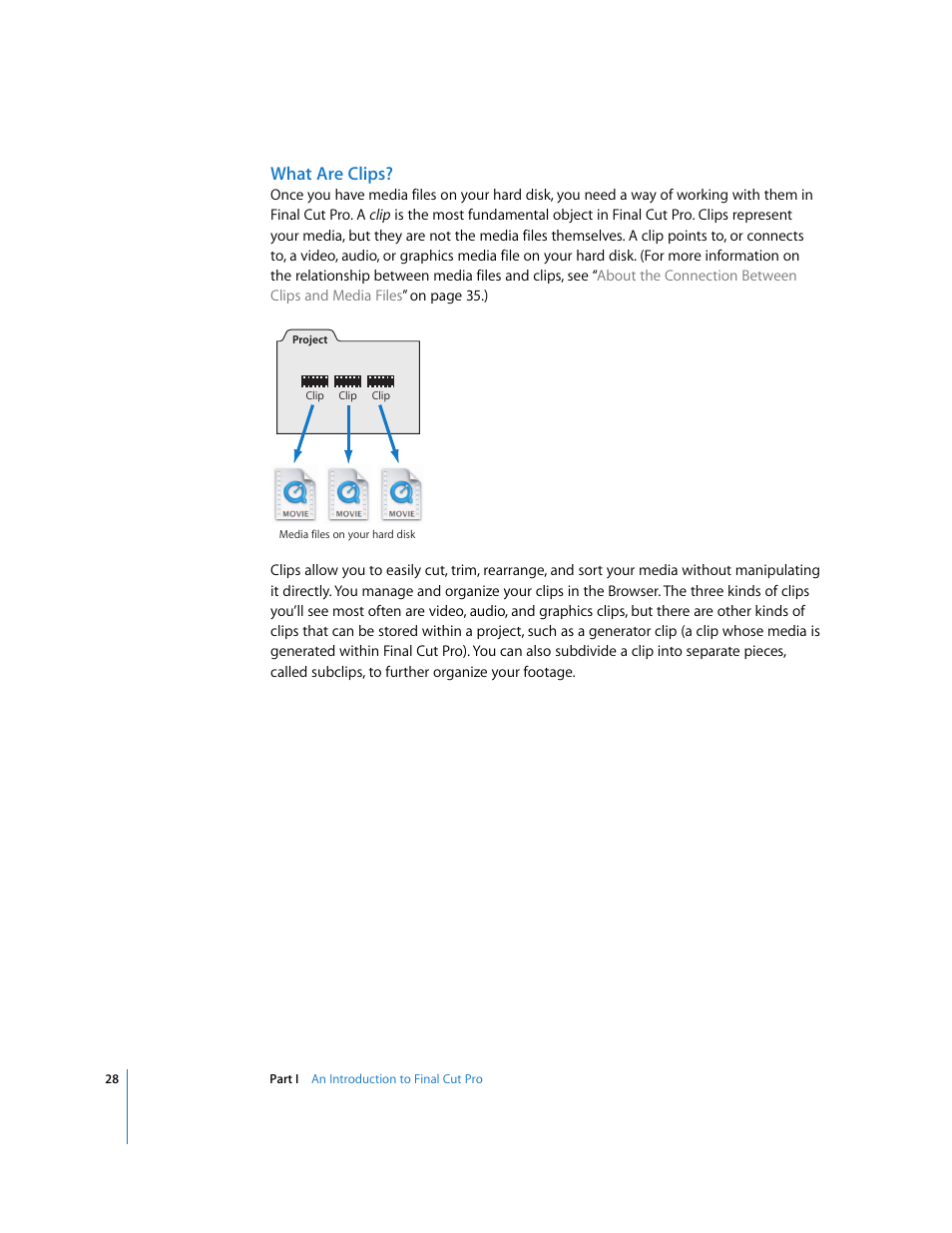 What are clips | Apple Final Cut Pro 6 User Manual | Page 29 / 2033