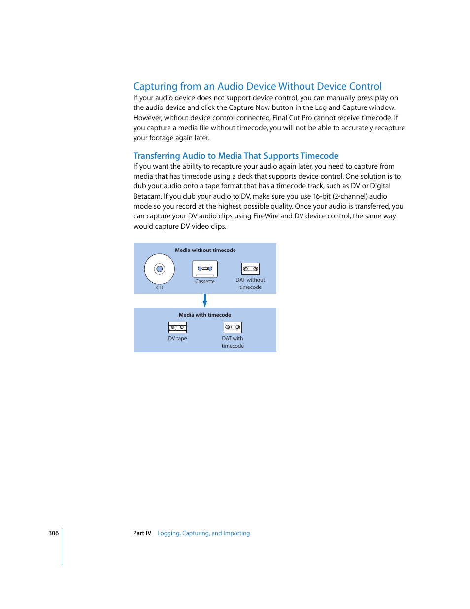 Transferring audio to media that supports timecode, P. 306) | Apple Final Cut Pro 6 User Manual | Page 307 / 2033