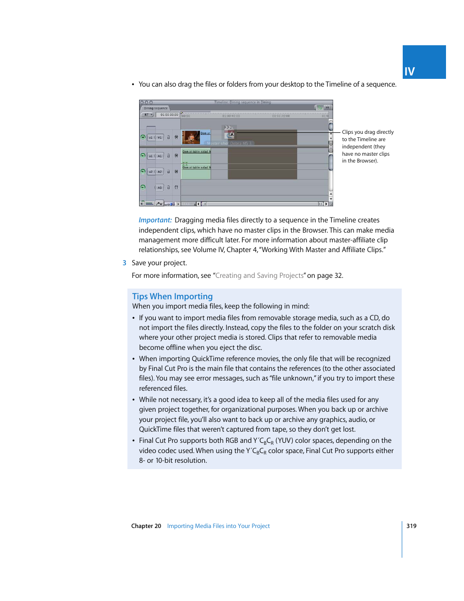Tips when importing | Apple Final Cut Pro 6 User Manual | Page 320 / 2033