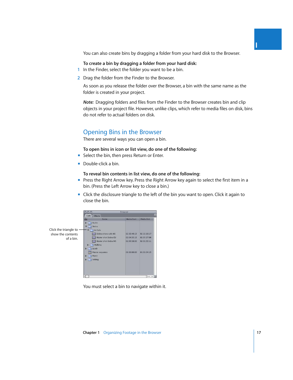 Opening bins in the browser | Apple Final Cut Pro 6 User Manual | Page 350 / 2033