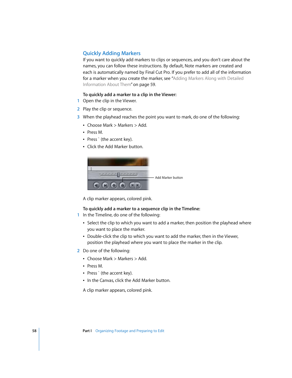 Quickly adding markers | Apple Final Cut Pro 6 User Manual | Page 391 / 2033